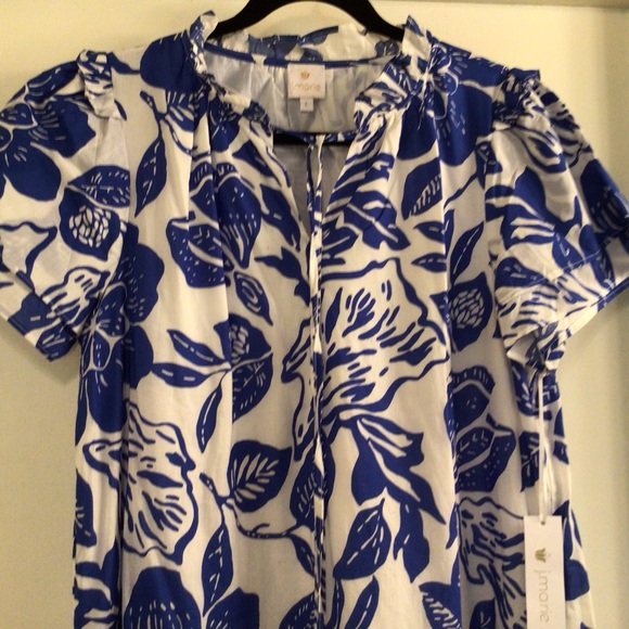 j. marie / Blue & White Floral Maxi Dress - Sz L - Picture 4 of 10